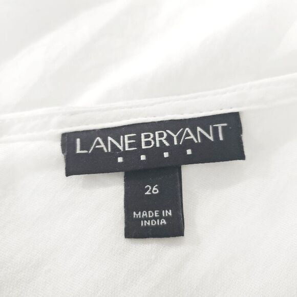 Lane Bryant White 100& Cotton Sleeveless V-neck Swing Top Size  26 - Picture 4 of 7